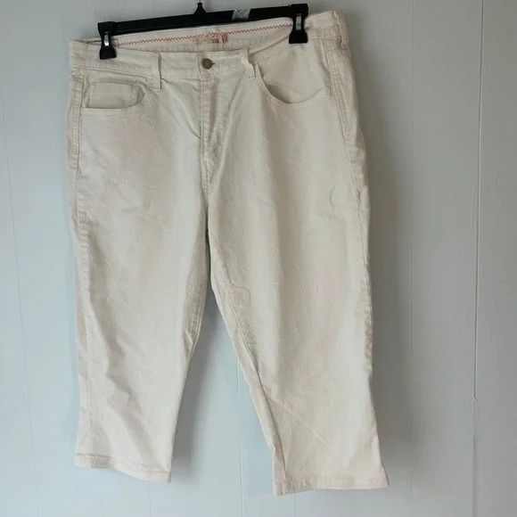 Levis 515 Capri Jeans Womens 16 White Stretch Denim Cropped Mid Rise Pants - Picture 1 of 7